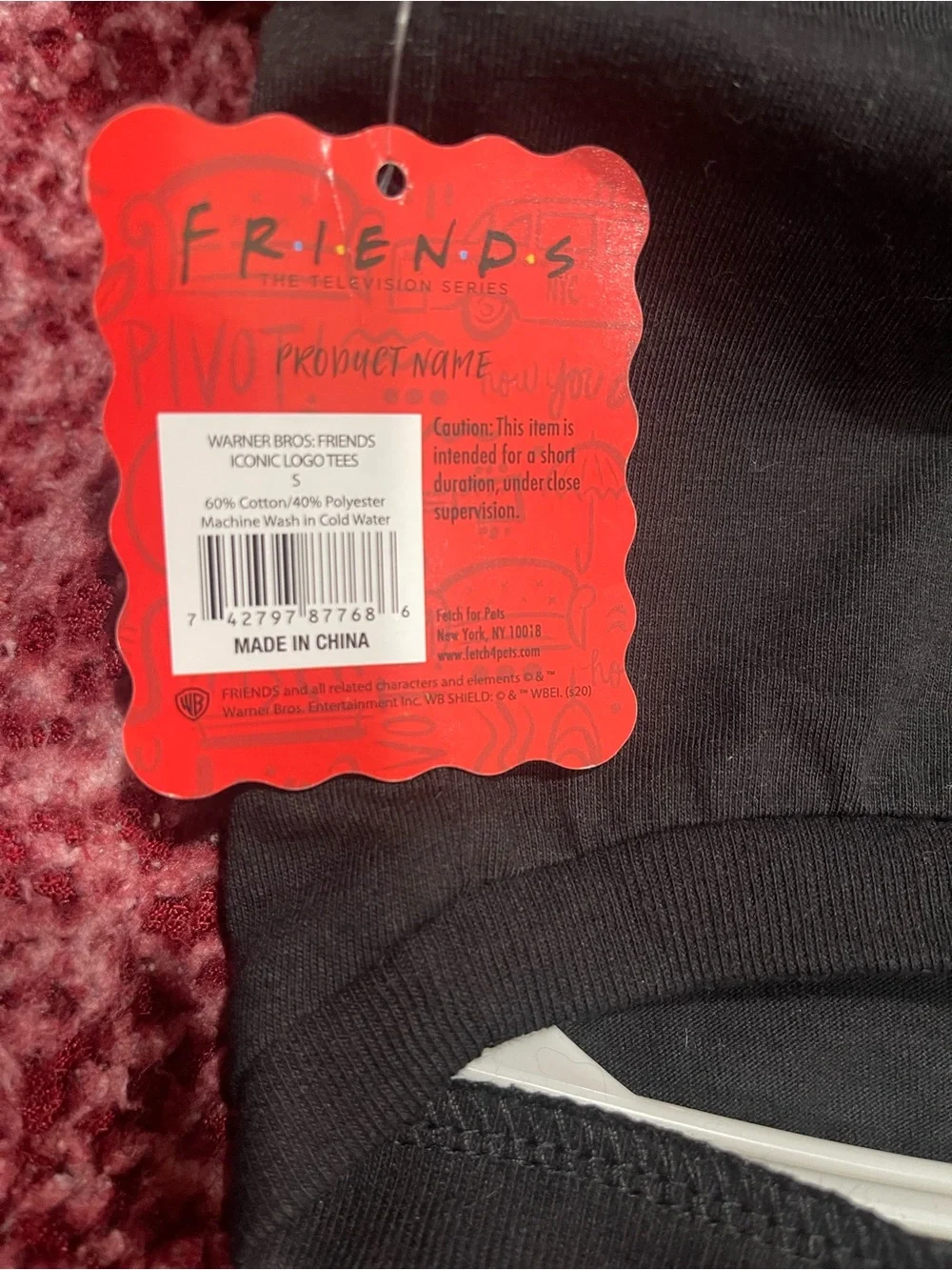 FRIENDS Black Pet Hoodie with Logo Tag